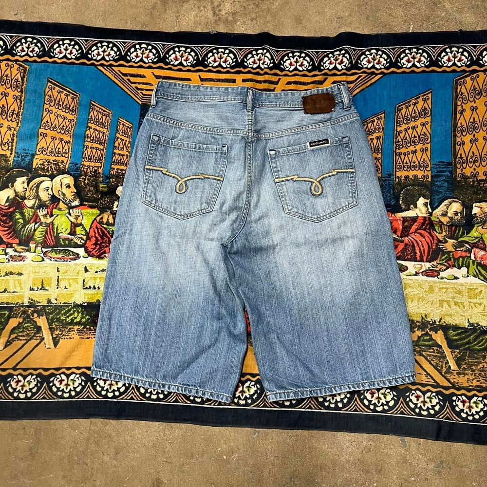 Ecko unltd Jean shorts Size 36 baggy wide leg fit embroidered y2k jorts skater
